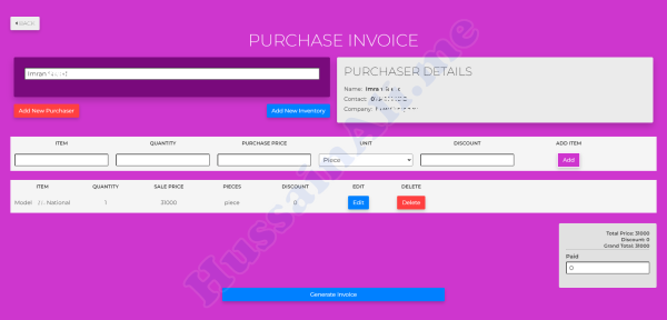 Purchase Invoice without paying