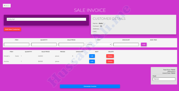 Invoice creation without discount