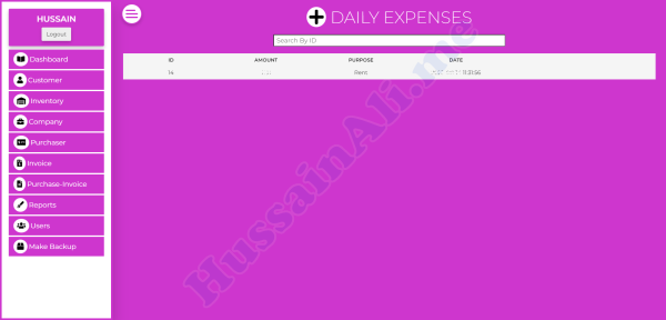 Daily Expenses listing