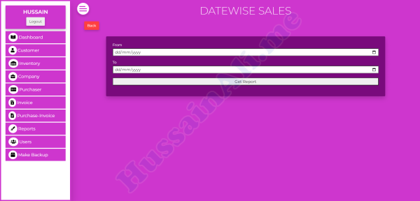 Datewise sales form