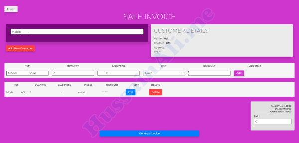 adding item to Invoice